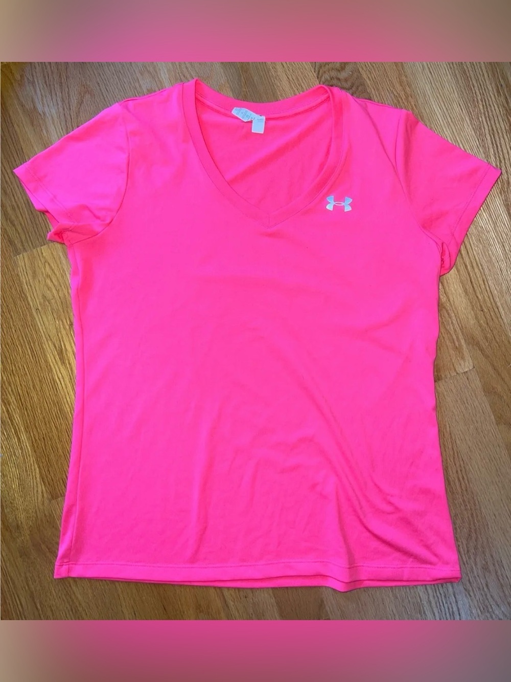 Under Armour Women’s V-Neck Short Sleeve Tee in Neon Pink